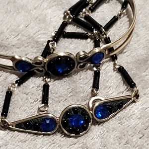 Royal blue spinel beaded black onyx choker set